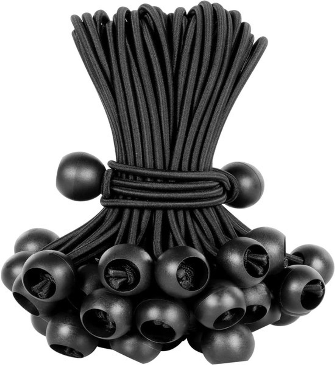 6 inch bungee-koorden met bal, 30 stuks robuuste bungee-koordballen, bungee-ballen voor luifelzeilen voor kamperen, schuilplaatsen, vracht, tentstokken en UV-bescherming
