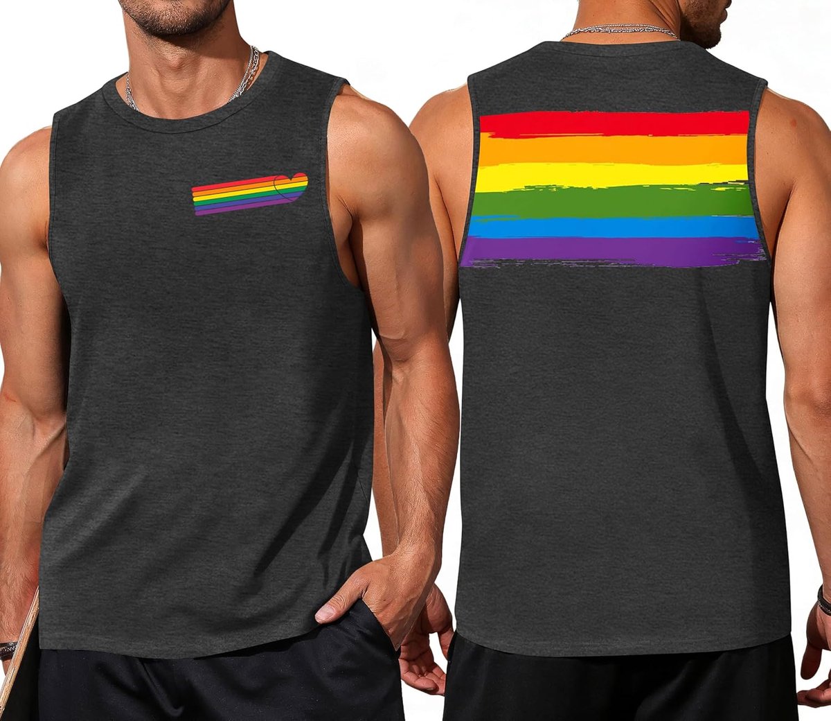 Tanktop voor heren - Regenboog liefde print - Maat keuze - Perfect voor de zomer - SnelShoppen