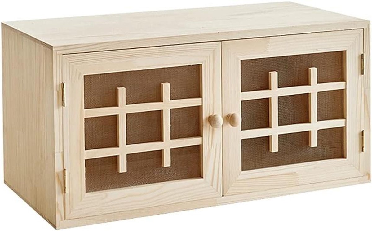 Kleine Houten Kast - Opbergkast Keuken - Keuken Organiseren - Massief Hout - 45cm - Houtkleur