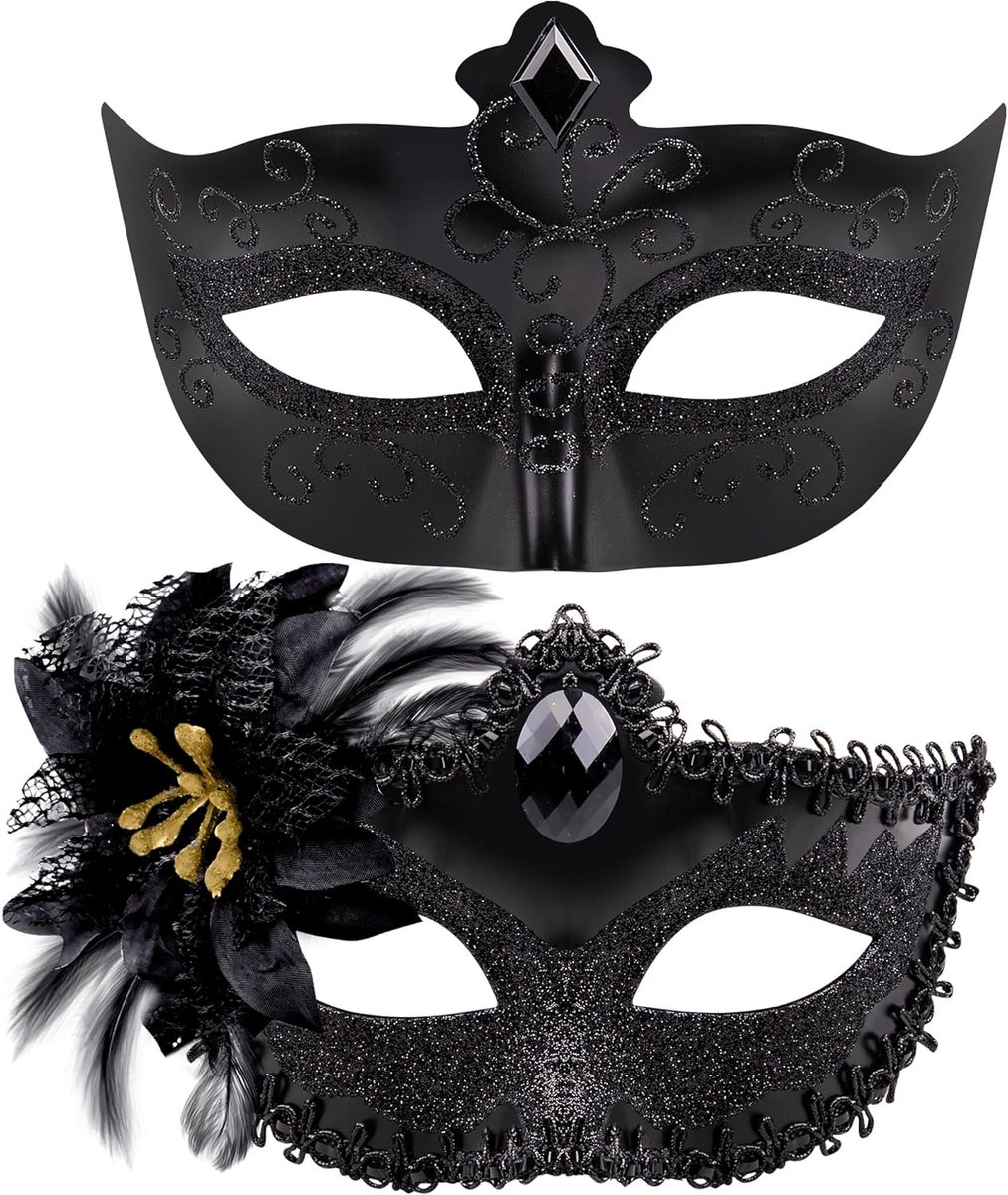 Venetiaans masker voor mannen en vrouwen - set van 2 - kleurrijk ontwerp - perfect voor Halloween en carnaval - SnelShoppen