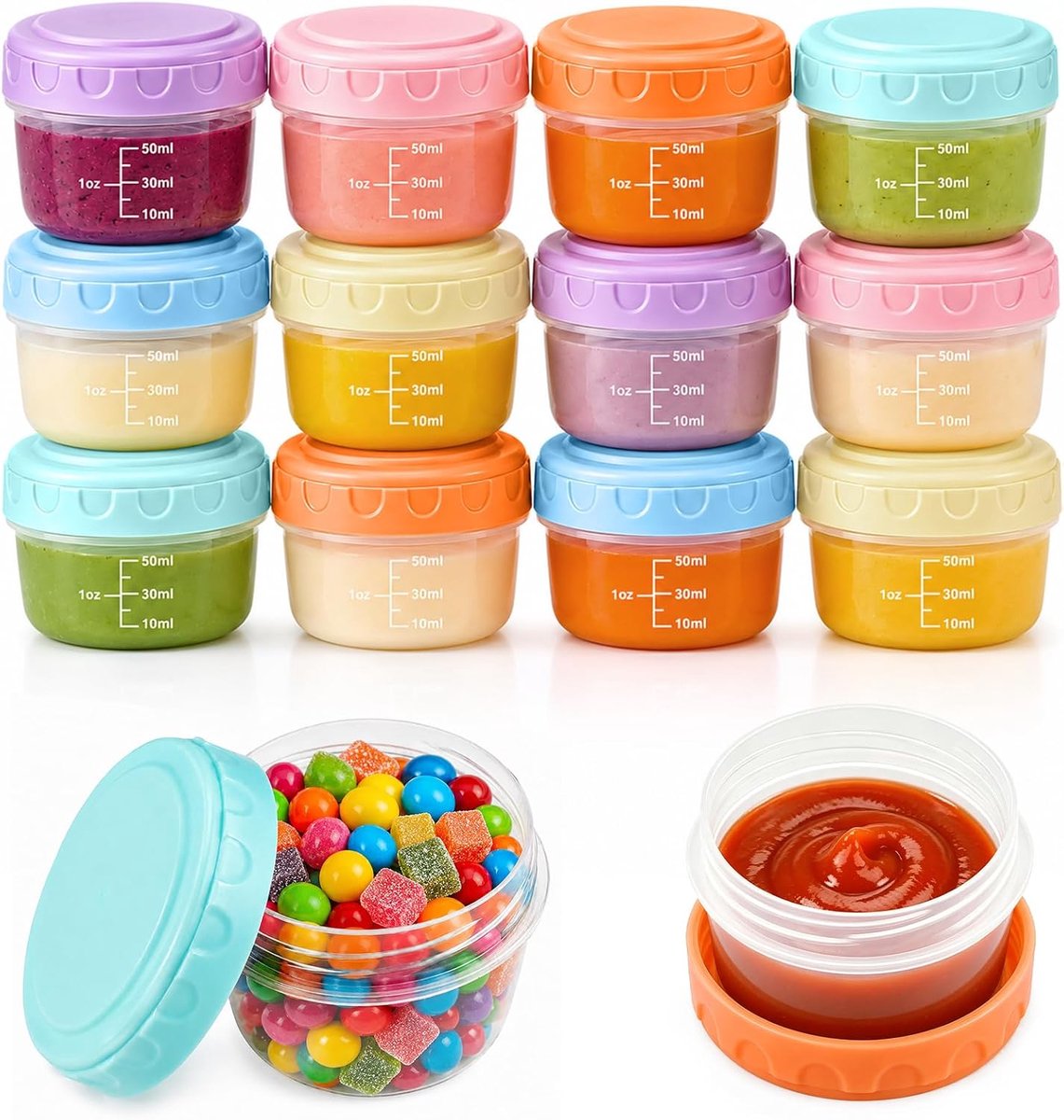 Kleine potjes met deksel 77 ml - kunststof - lekvrij - ideaal voor snacks - ShopVlot