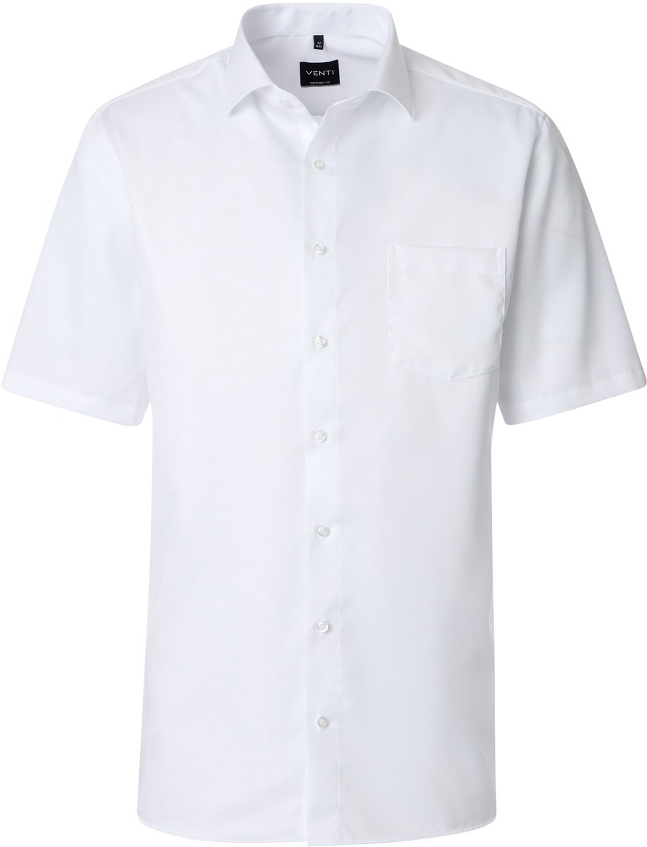VENTI modern fit overhemd - korte mouw - twill - wit - Strijkvrij - Boordmaat: 43 (EU maat: XL)