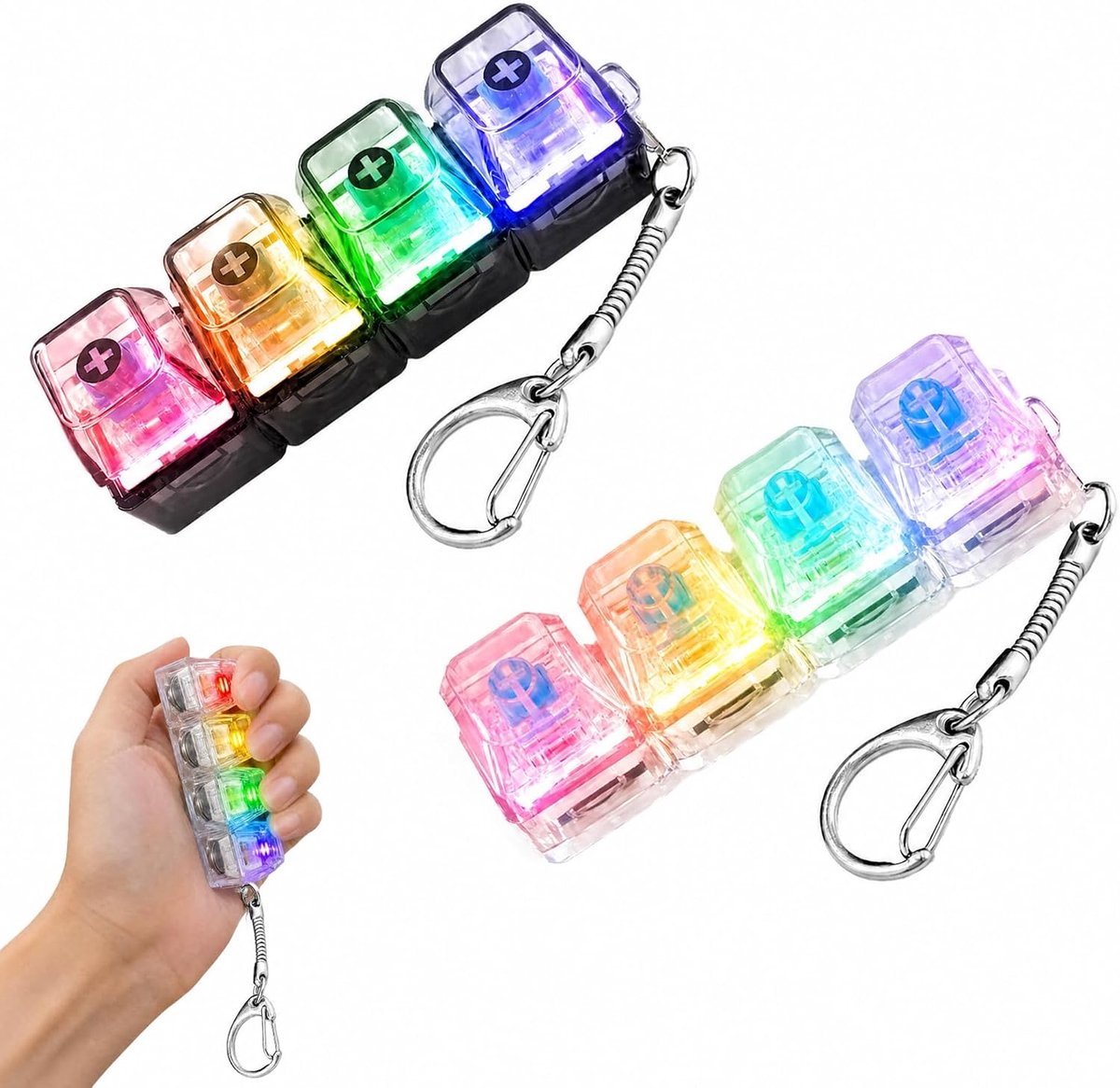 fidget-toetsenbord 2 stuks - mini met 4 toetsen - sleutelhanger - stressvermindering - SnelShoppen