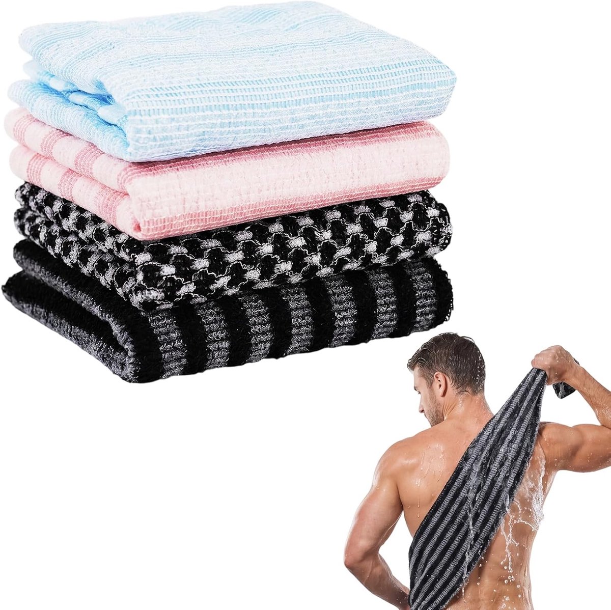 Exfoliërende Handdoek 92 x 25cm - Dubbelzijdige Textuur - Voor het Scrubben van Rug en Benen - SnelShoppen