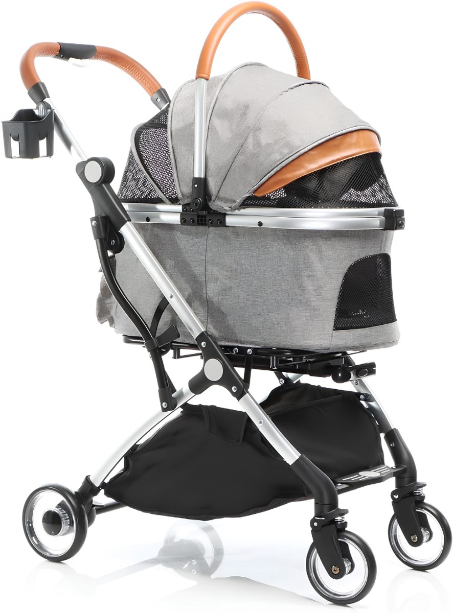 Lìon® Hondenbuggy - Hondenkar - Luxe Wandelwagen voor Huisdieren - Grijs - 77cm x 48cm x 100cm