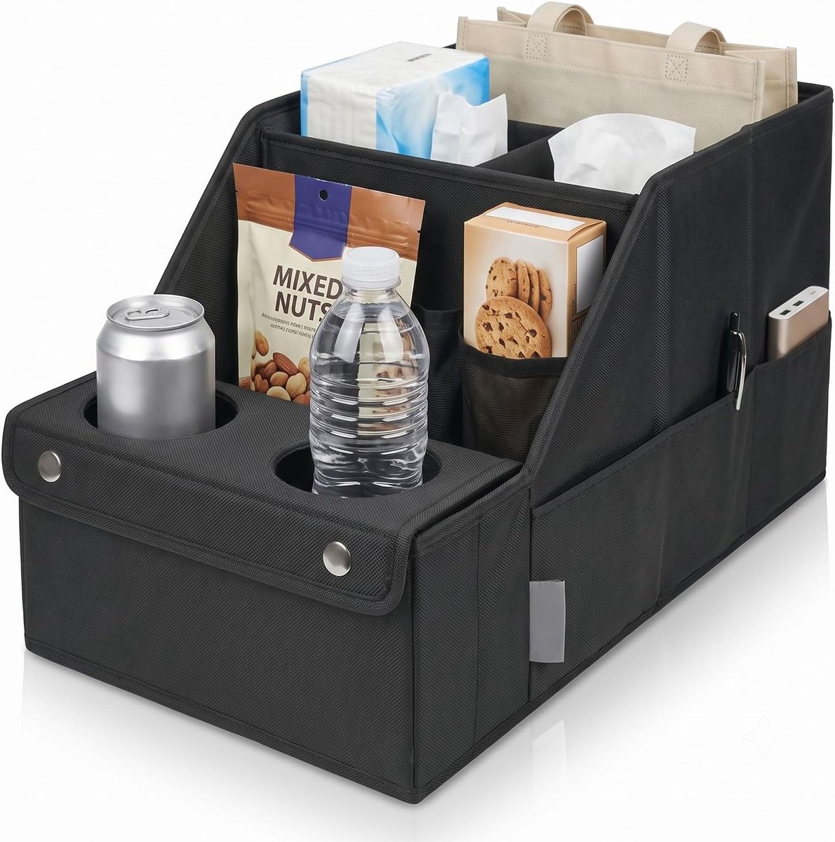 Auto-organizer achterbank - opvouwbaar - met bekerhouders - extra opbergruimte voor kinderen - SnelShoppen