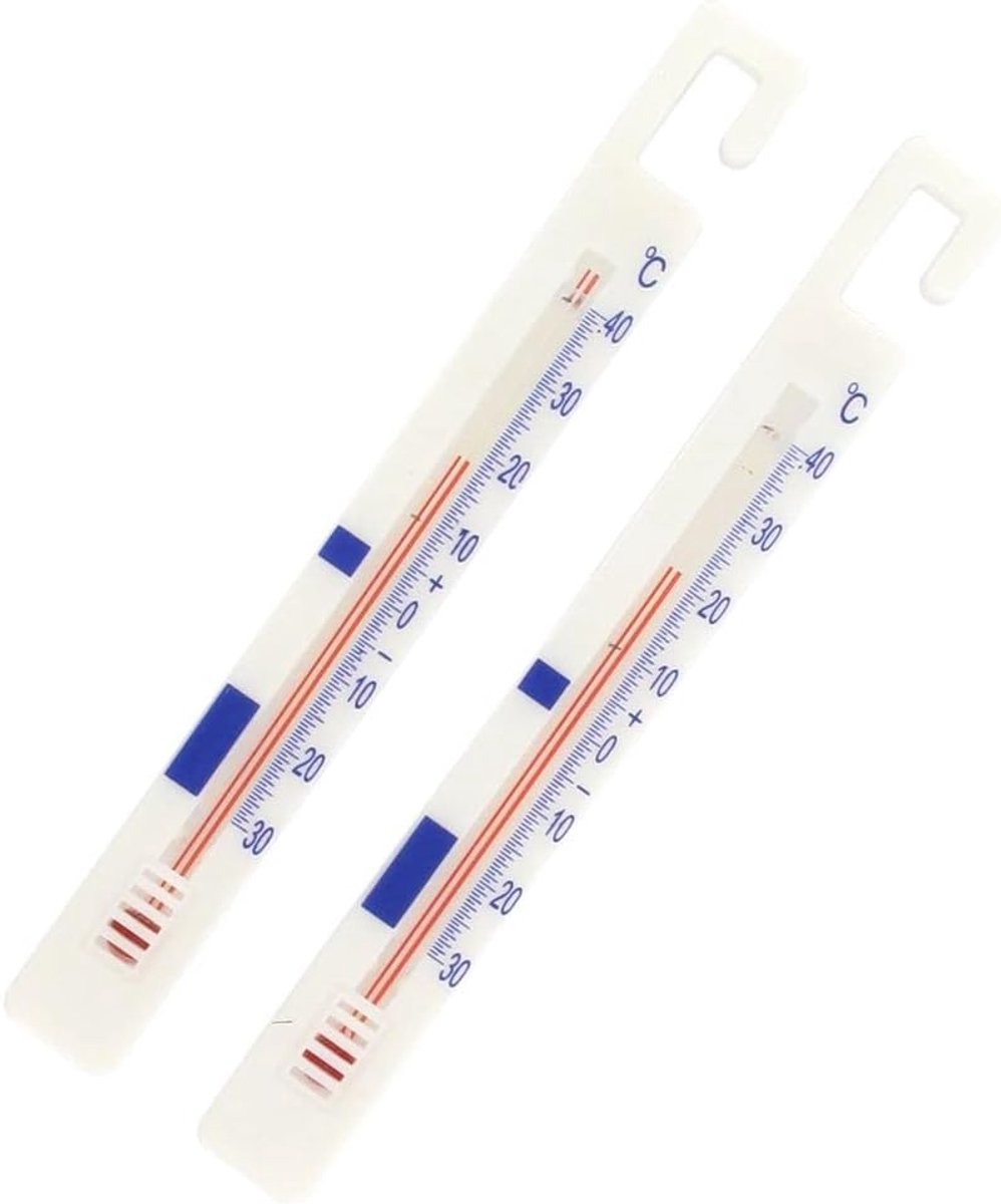 Professional 21824 koelkastthermometer, vriesthermometer, koelkastthermometer, set van 2 thermometers voor koelkasten, kunststof, wit, 15,5 cm x 1,7 cm x 0,6 cm