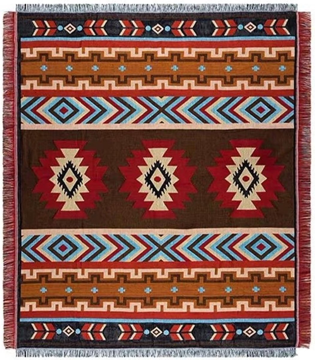 Katoen Geweven Gooi Deken Met Kwastje Boheemse Tribal Etnische Stijl Geometrisch Patroon Azteekse Navajo Deken Decoratieve Gooi Voor Sofa Bed Fauteuil Camping Tapestry Tafelkleden Tapijt