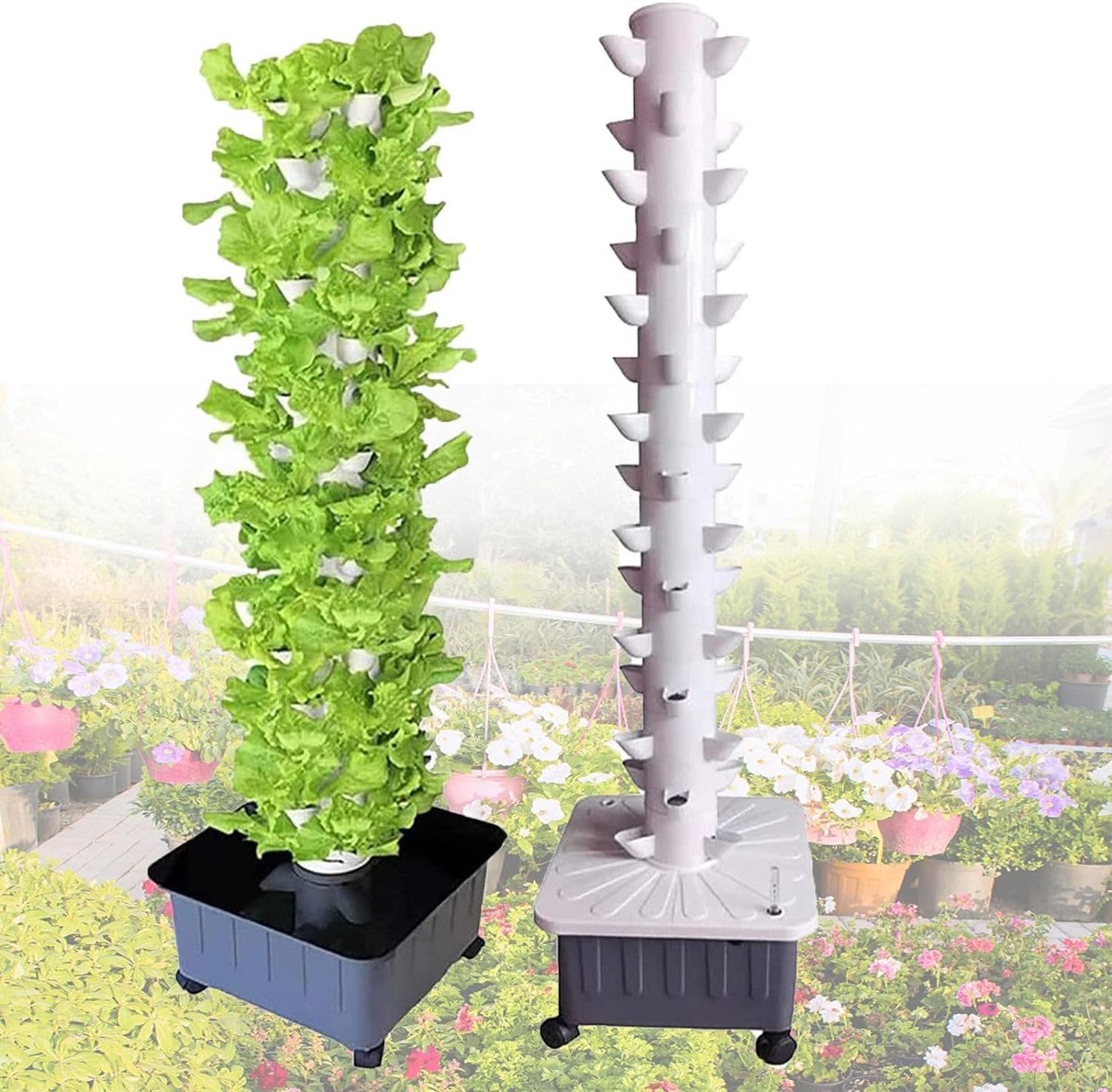 45 gaten Aquaponics kweeksysteem Binnentuin Hydrocultuur Hydrocultuur kweeksysteem Stapelbaar mobiel ecosysteem Bladgroenten kweeksysteem voor grondloze teelt