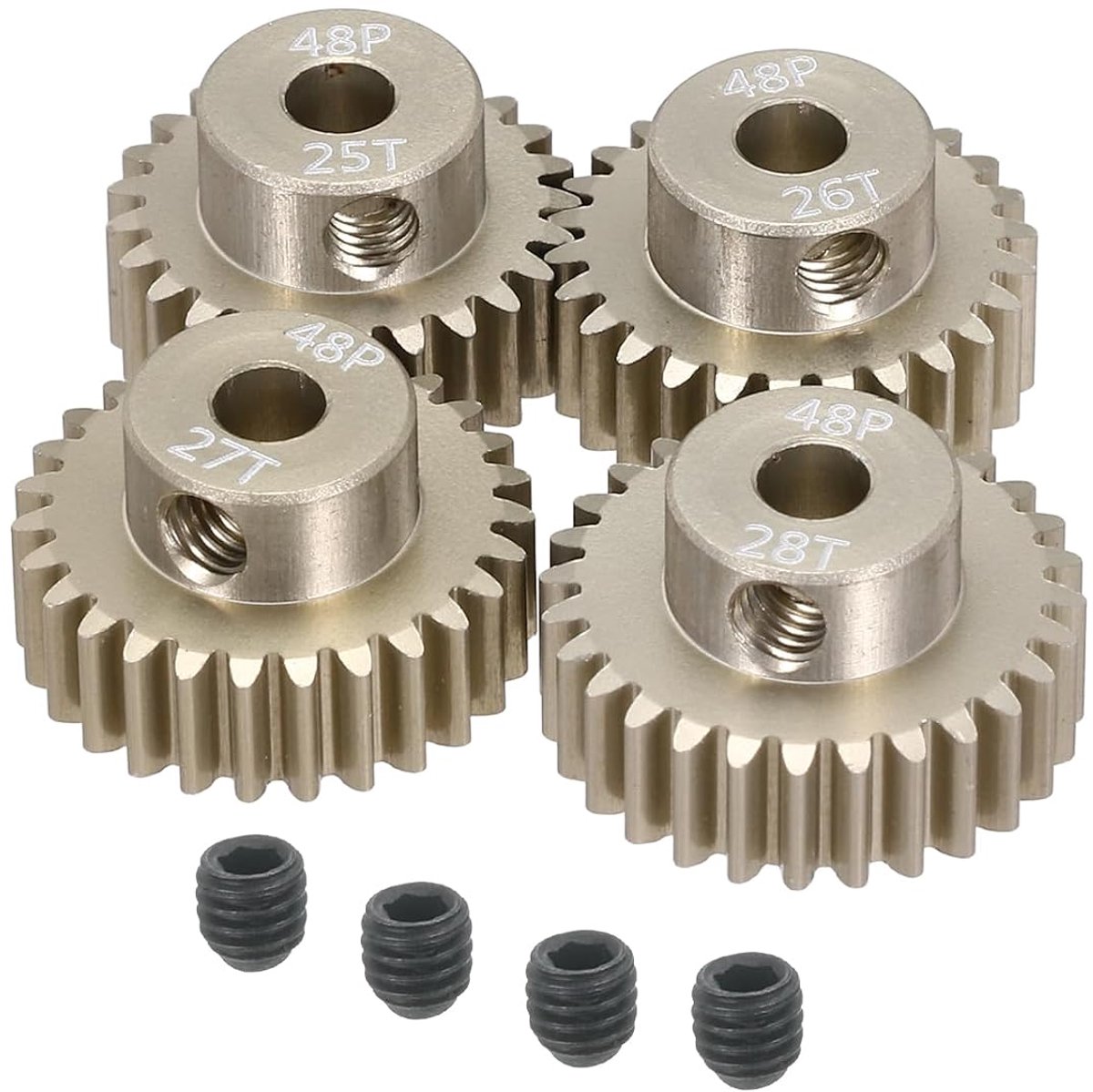4 stuks RC 48DP motor tandwiel transmissie 3,175 mm schacht 25T/26/27/28T geharde tandwielen transmissie aluminium voor 1/10 1/12 RC model auto RC motor