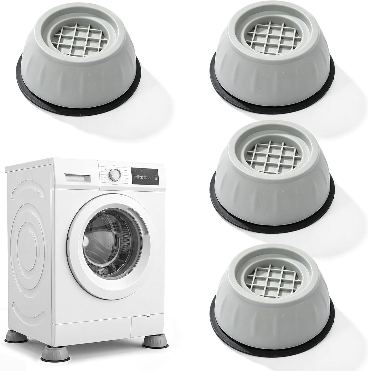 Voetpads voor wasmachine, universeel, van rubber, antislip, stabilisator, ruisonderdrukking en trillingen, voor wasmachine, droger, wasgoed en meubels, 4 stuks