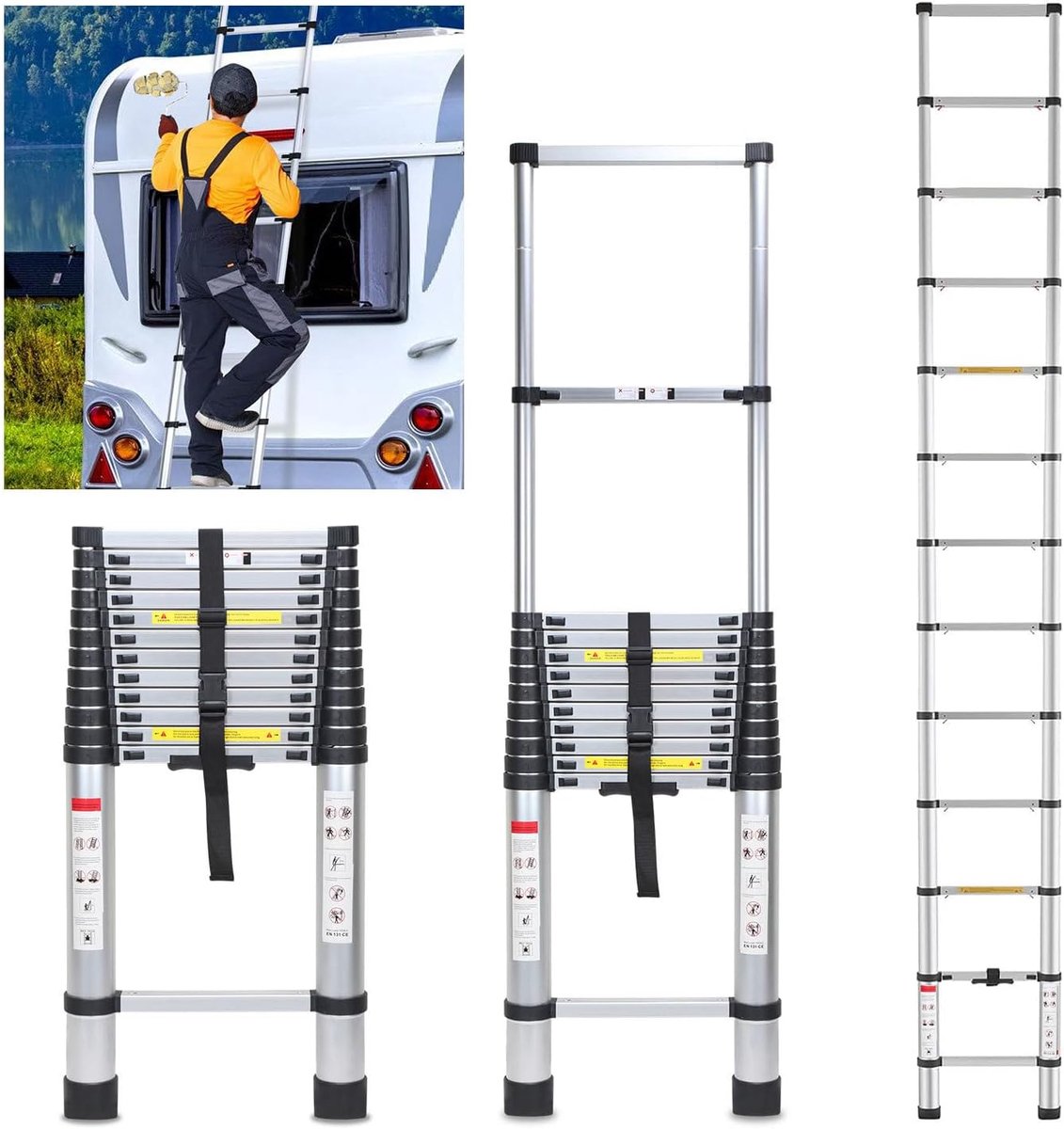 Telescopische Ladder, 5M, 150kg Belastbaar, Antislip, Multifunctioneel