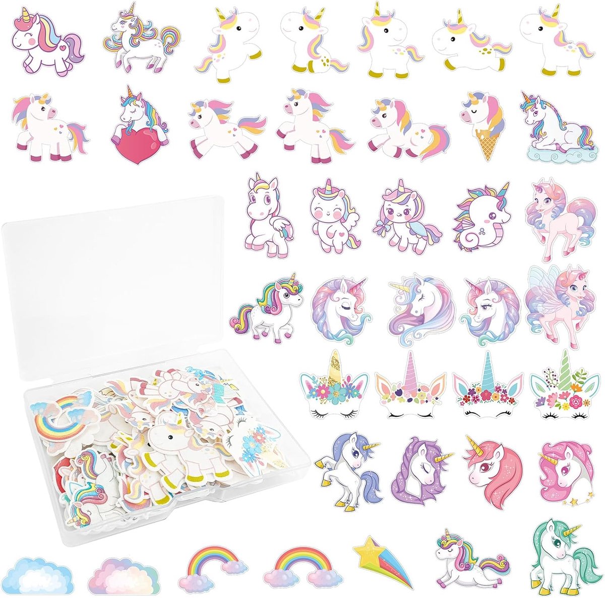80 Eetbare Eenhoorn Taartdecoraties, Eenhoorn Taarttoppers, Eetbare Papieren Taartdecoraties, Voor Kinderen, Meisjes, Jongens, Verjaardagen, Babyshowers en Feesten