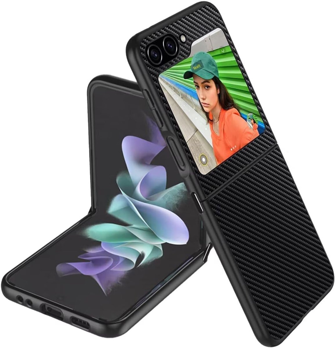 Voor Samsung Galaxy Z Flip6 / Samsung Galaxy Flip 6 2024 (6,7 inch) hoes, zakelijke stijl telefoonhoes met PU lederen achterkant mobiele telefoonhoes - Kevlar