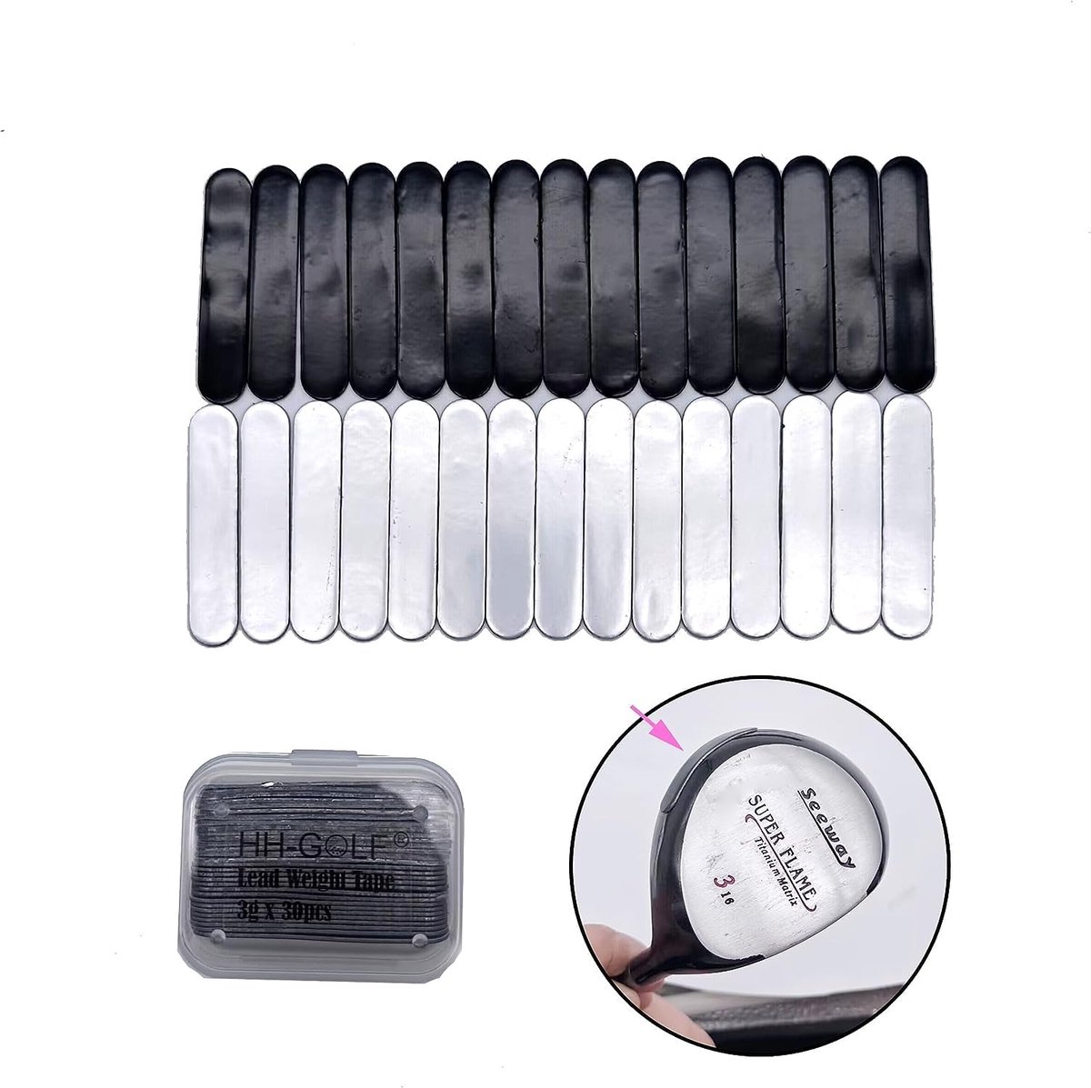 30 stuks golfclub gewicht loodtape, 3 g zelfklevende zachte loodtape strips, aanpassen gewicht voor golfclub tennisracket pickleball peddel