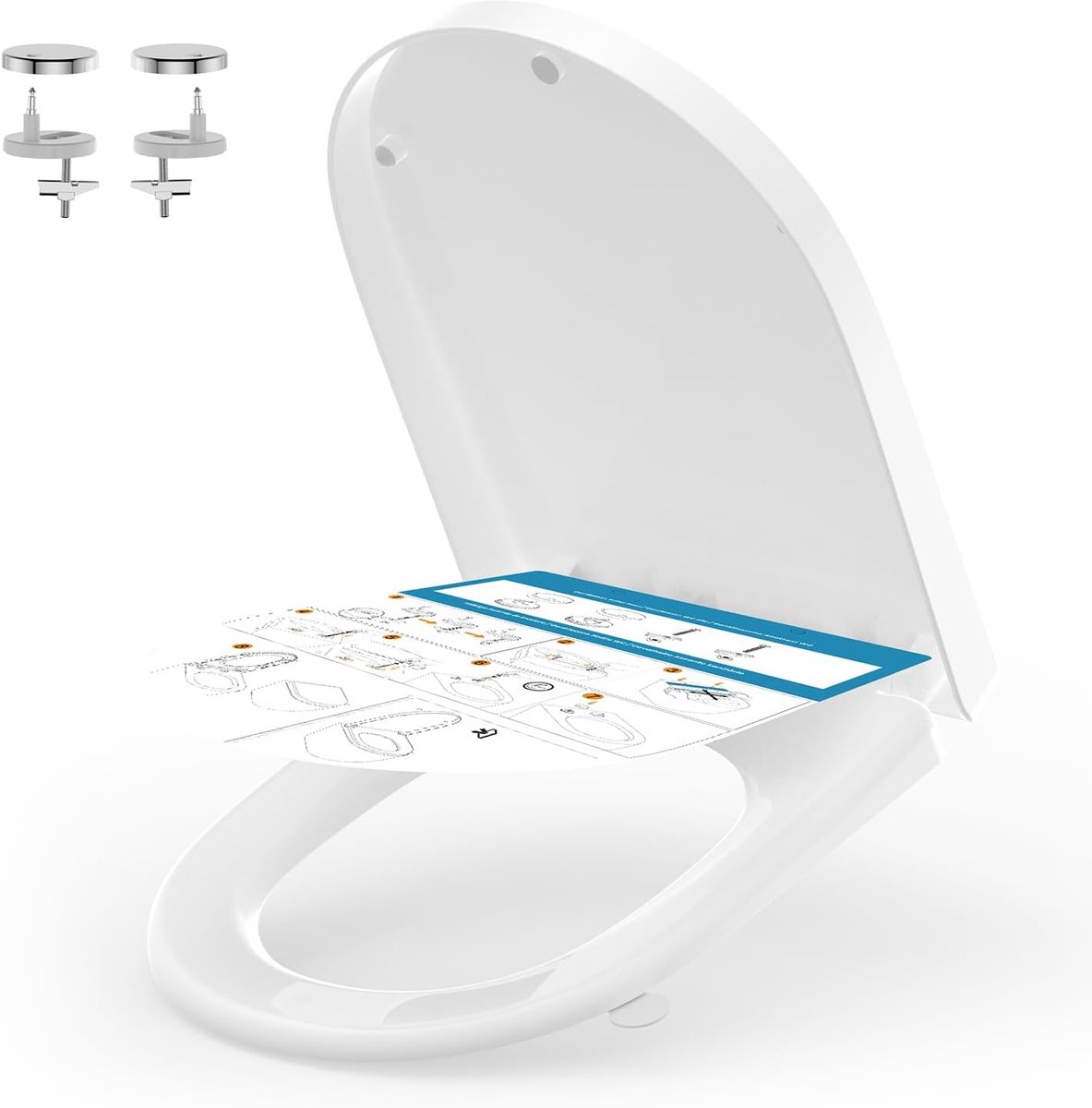 toiletbril Soft Close, YEAUPE PRO PP witte universele toiletzittingen, Quick Release, Easy Clean &Install met uitlijningsgids, verstelbare scharnieren, Heavy Duty familiebadkamer U