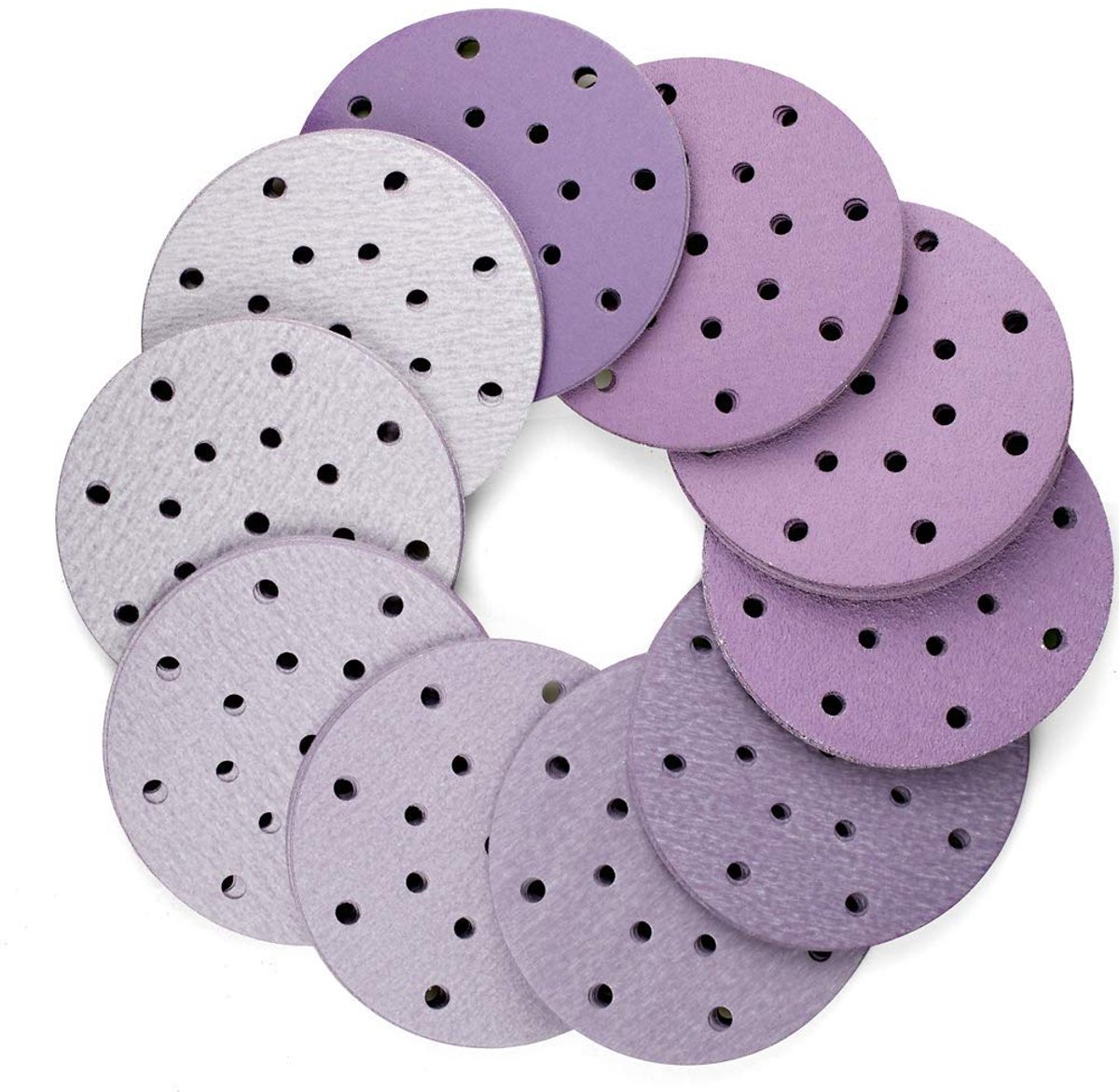 100 stuks schuurschijven 150 mm draaibank slijpschijven 40 60 80 120 150 220 240 320 400 800 korrelgrootte 17 gaten, luxe, duurzaam, exellent voor excentriek (paars)