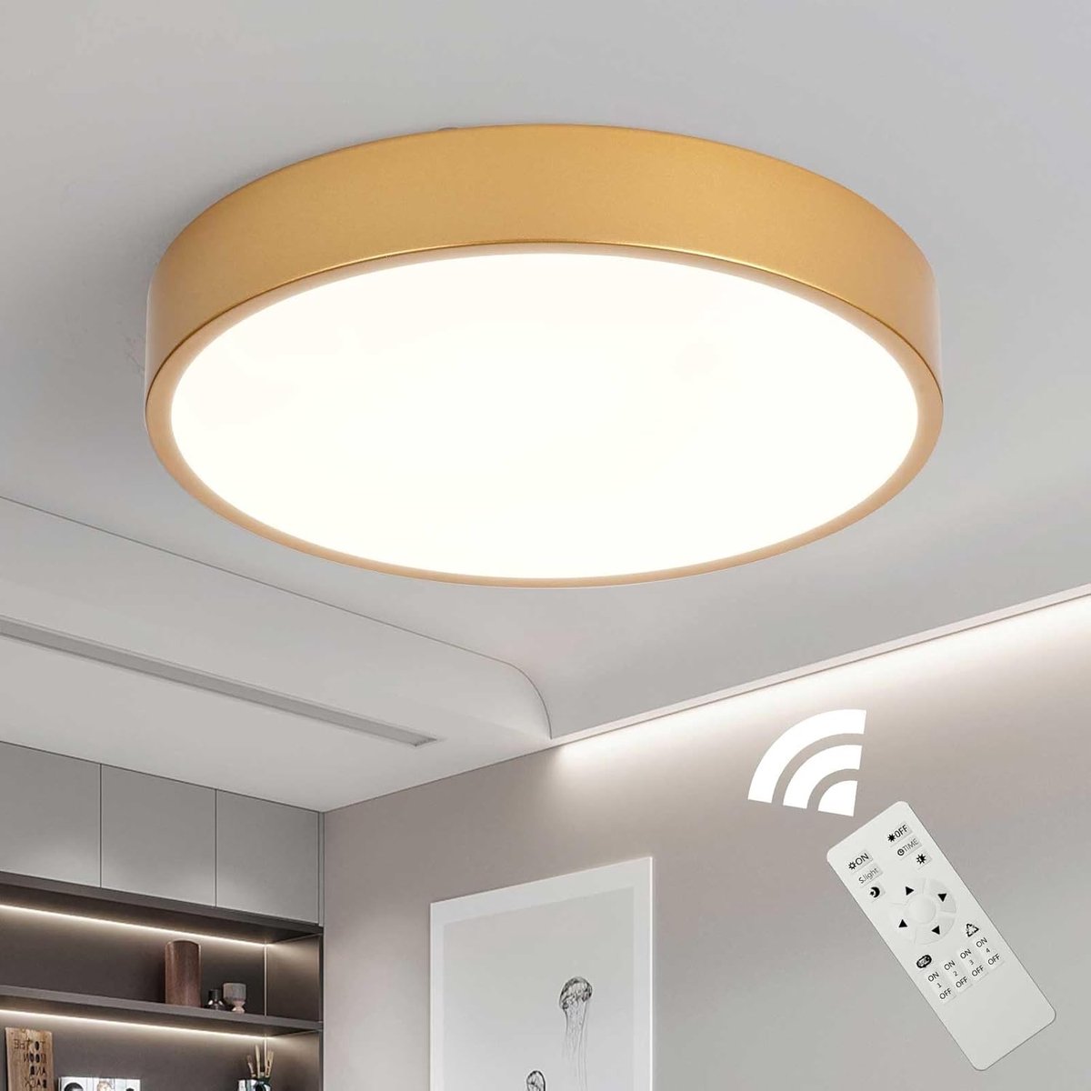 LED Plafondlamp,Ø40cm Metalen 30W Keuken Plafondlamp Met Controle Dimbare Lamp Ronde Woonkamer Voor Kantoor Slaapkamer