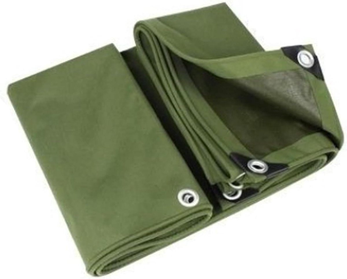 Waterdicht Canvaszeildoek - Grondzeil Tentzeil - Bescherming Buiten - Versterkte Oogjes - 2x5m - Groen