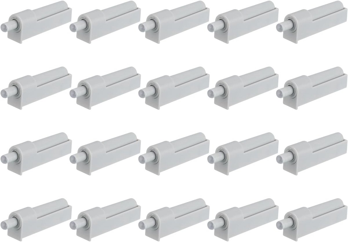 Softclose Deurdempers, set van 20 push-to-open deuropeners, kastdeurdempers, geluidsdemper, meubeldeurdempers voor keukenkastdeuren, kledingkastdeuren, kledingkastdeuren, grijs