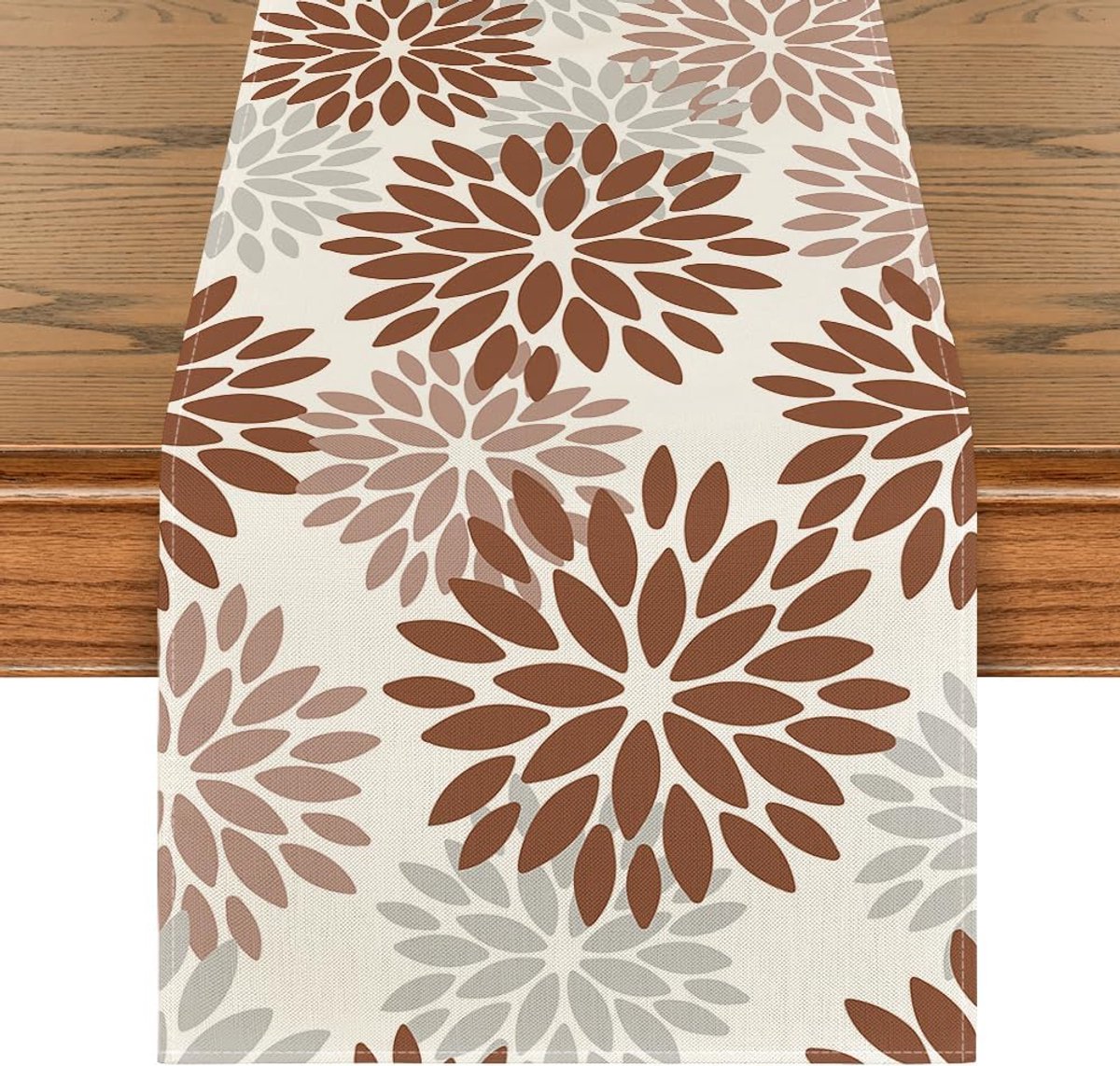 Mode Bloemen Bruin Dahlias Herfst Tafelloper, Seizoensgebonden Keuken Tafeldecoratie Binnen Vakantie Feestdecoratie 40 x 140 cm
