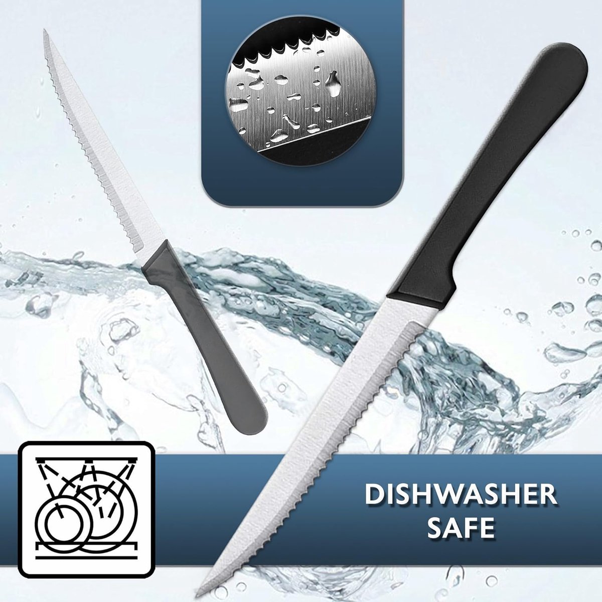Steakmessen, 12 stuks, roestvrij staal, 22 cm, lemmet 12 cm | Vaatwasser