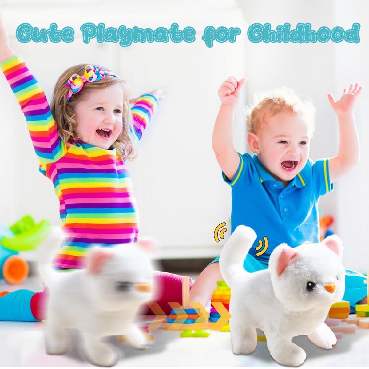 Kattenspeelgoed voor kinderen, loopt en blafft, knuffeldier, elektrische hondenkooi vanaf 2-5 jaar, cadeau-ideeën