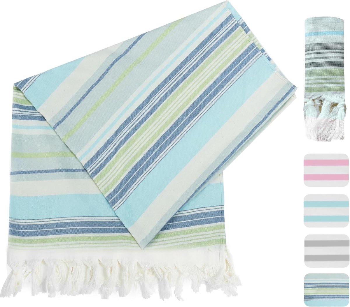 Thijox - Strandhanddoek 100 x 180 cm - Zacht & absorberend, 100% katoen, lichtgewicht hamamdoek, sneldrogend, zandvrij, perfect voor strand, sauna, ca