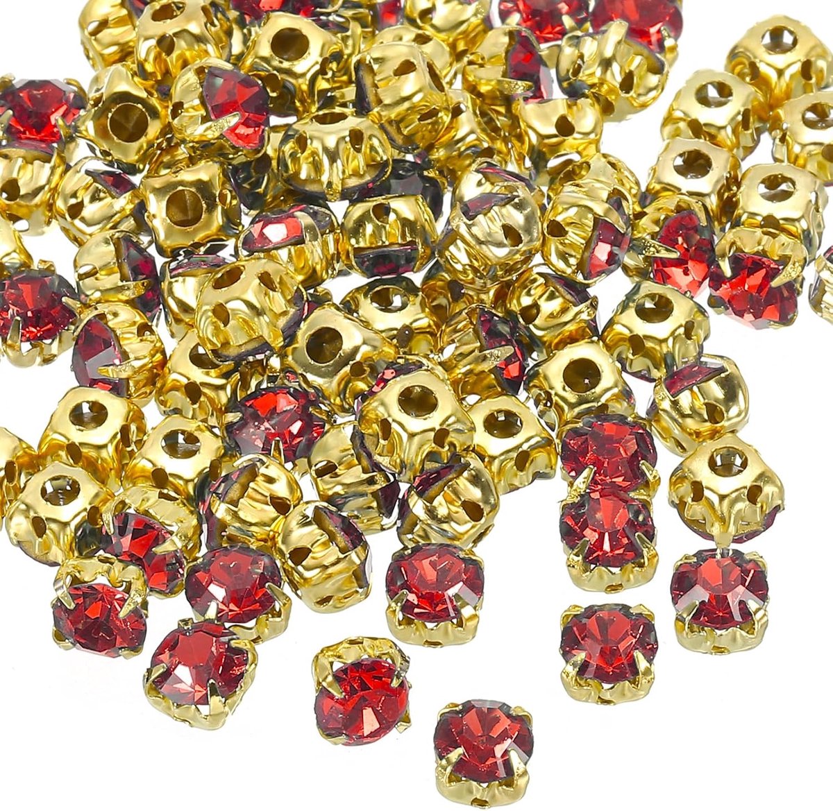 100 Rood 5mm Glas Metalen Flatback Base Bloem Klauw Edelstenen Ambachten Naaien Strass