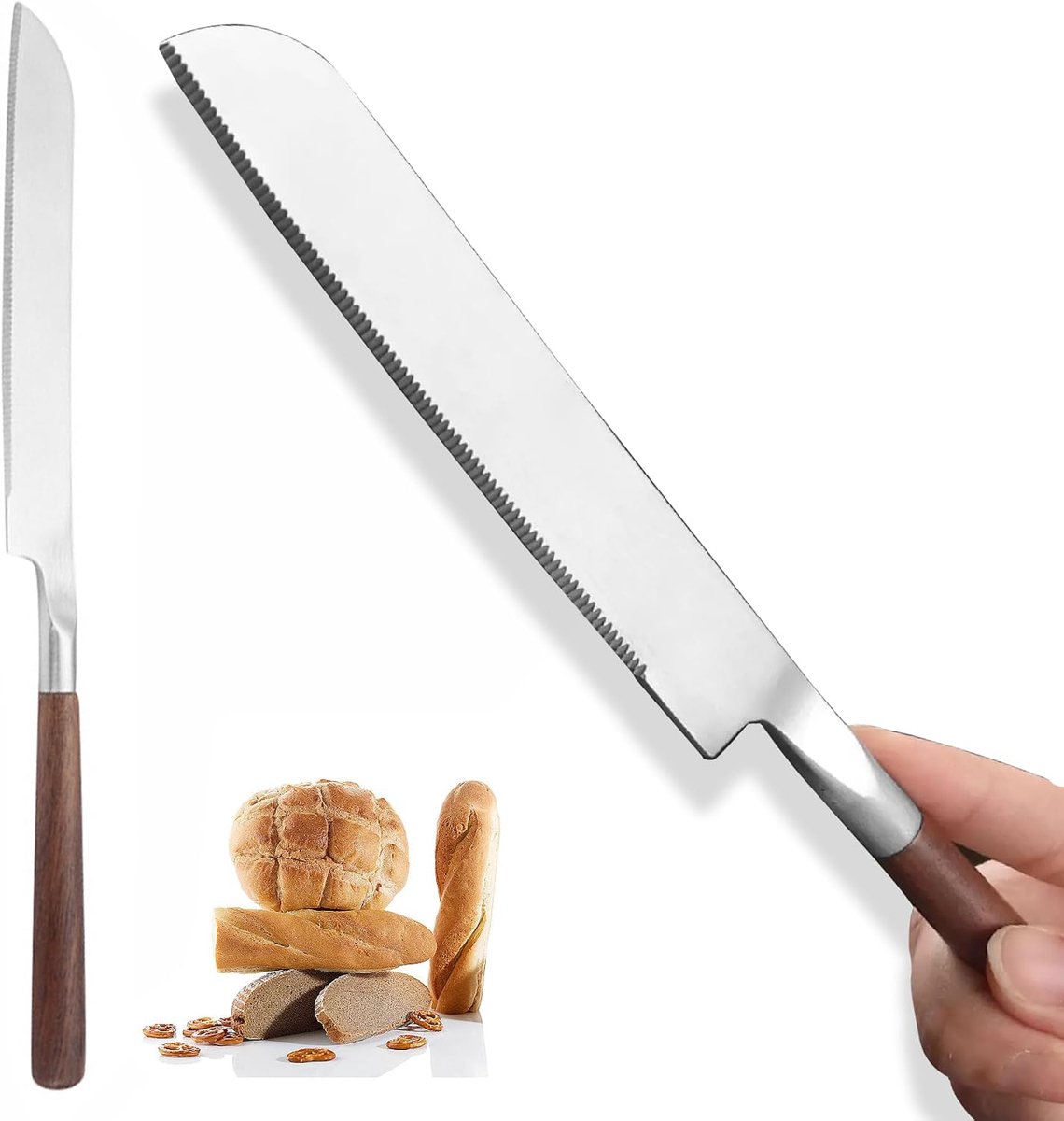 1 Stuk 304 Roestvrijstaal Broodmes, Ergonomisch handvat, Klassiek Kitchen Broodmes, geschikt voor brood, gebak en fruit.