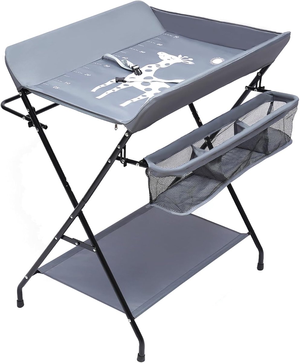 Babycommode met wielen, draagbare inklapbare luiertafel, waterdichte luiertafel, mobiele kinderkamer, organizer voor peuters, pasgeborenen met grote opbergvakken