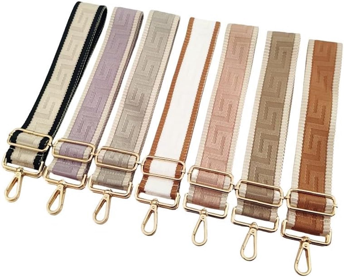 5 cm brede schouderriem, in lengte verstelbare draagriem, 72-130 cm, draagriem, schouderriem met karabijnhaak voor draagtassen, handtas, tassenriemen om te wisselen, voor canvas tas, bruin