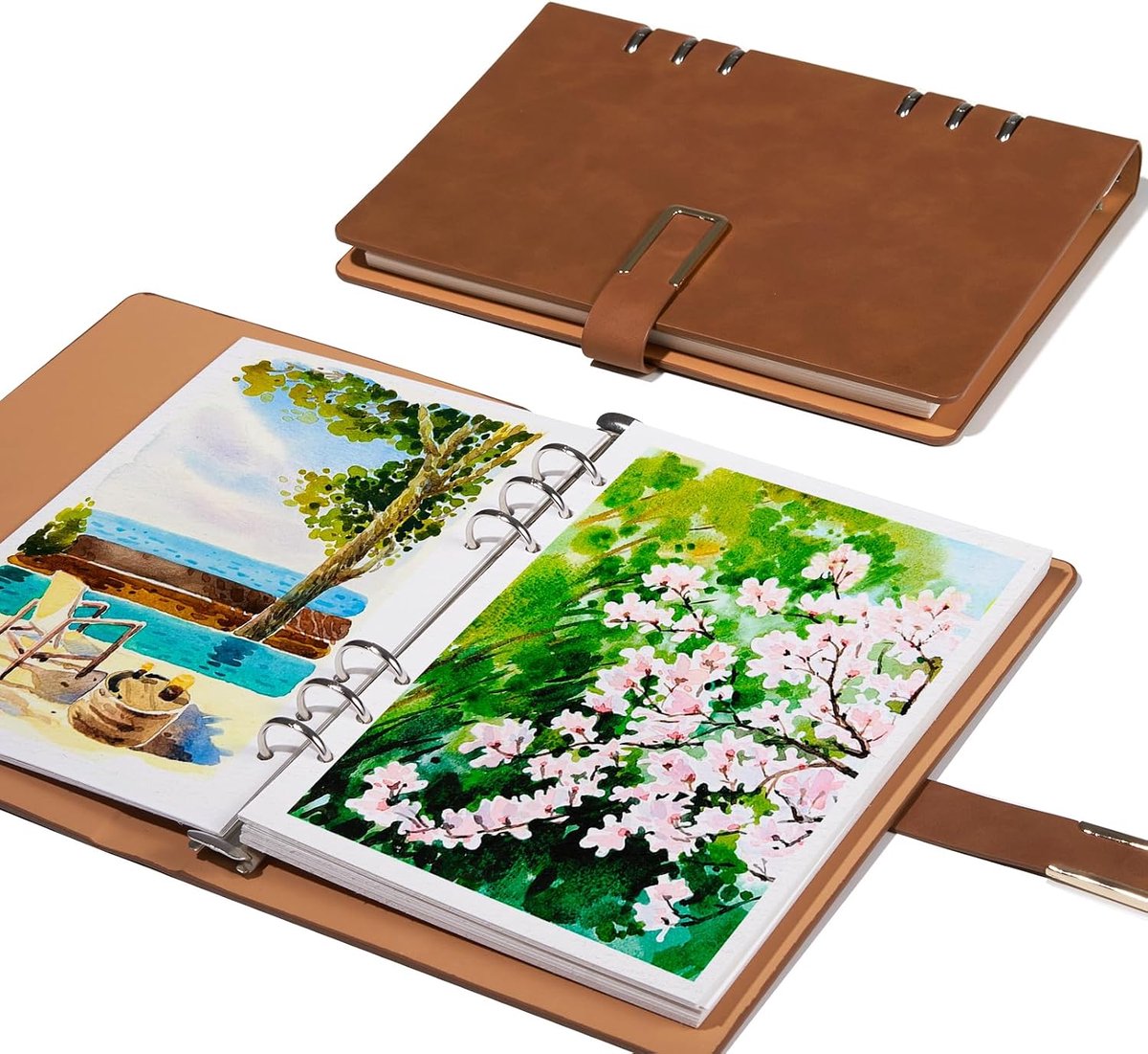 Aquarel Schetsboek, 100% Katoen Zuurvrij Aquarel Journal, 300 g/m²/140 lbs Koude Druk Aquarel Papier voor Kunstenaars, Volwassenen, Studenten, 20 Vellen, 9,25 * 6,3 Inch (Set C)