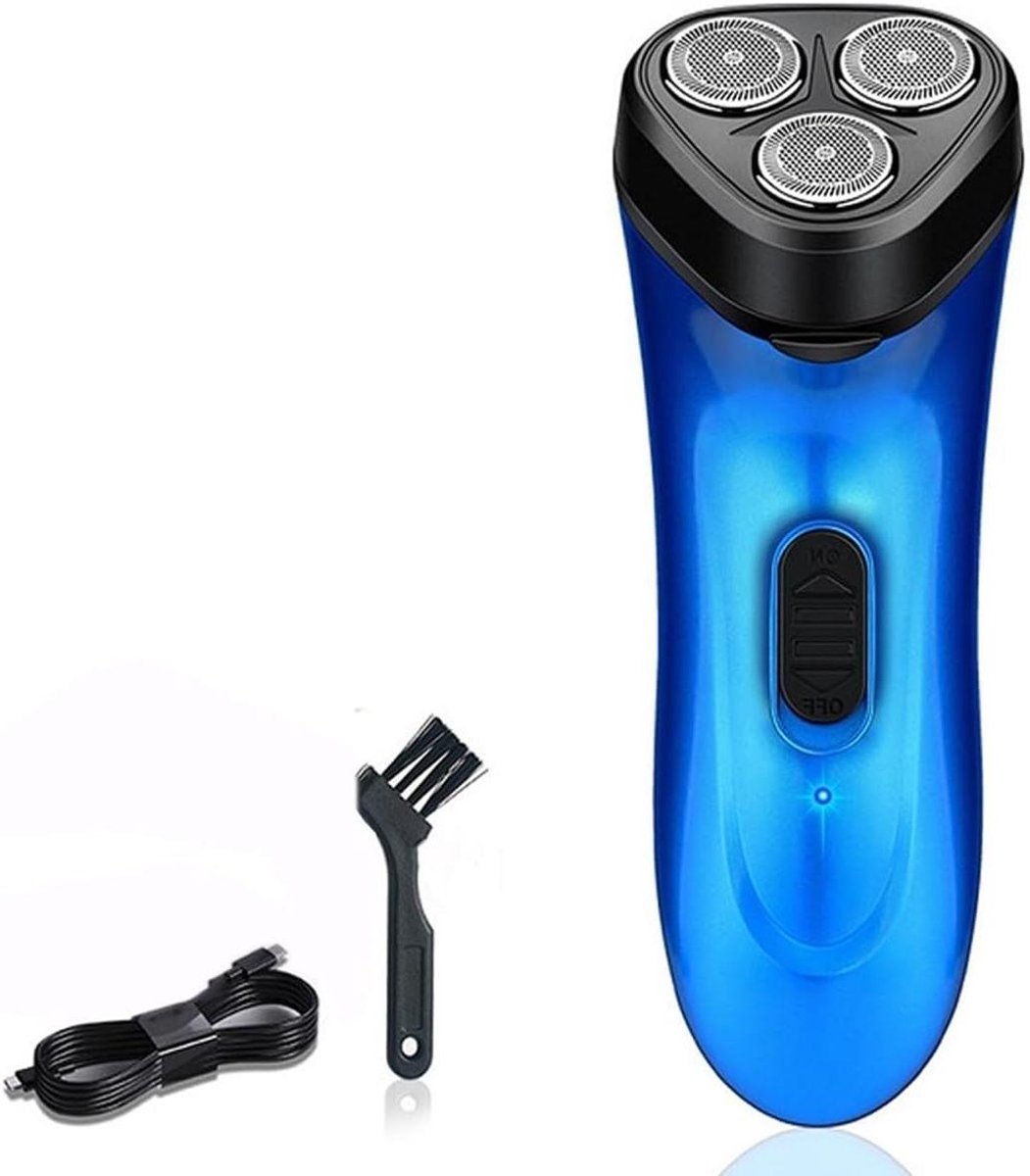 Elektrisch Scheerapparaat - Scheerapparaat Mannen - Glad Scheren - 3D Zwevende Scheerkoppen - 1.5 Uur Opladen - Blauw