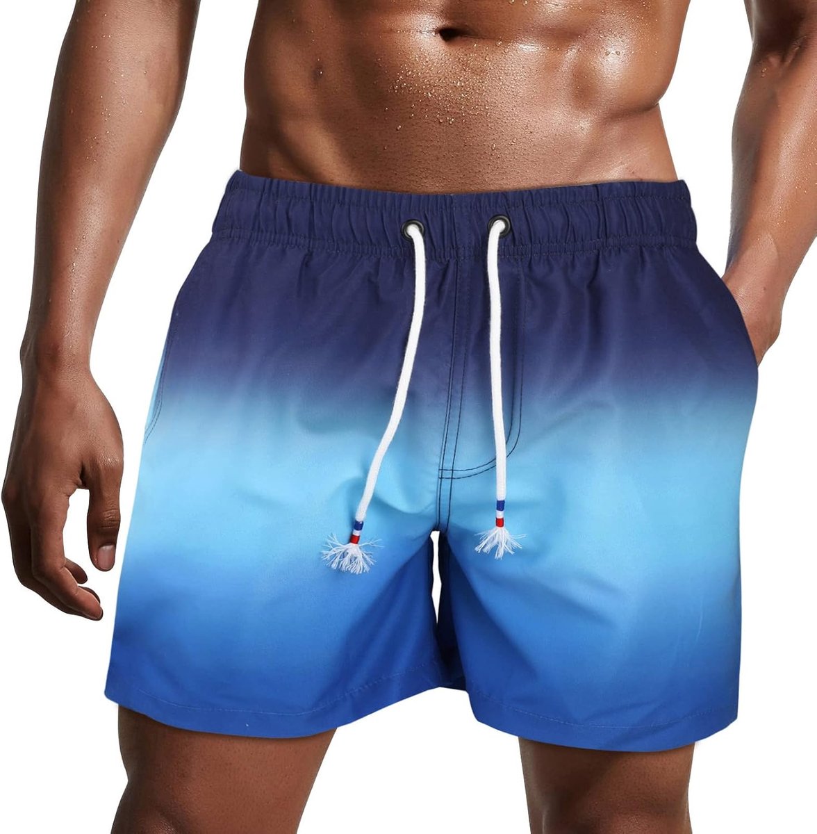 herenzwembroek, sneldrogende korte strandbroek, korte surfbroek met voering van gaasstof
