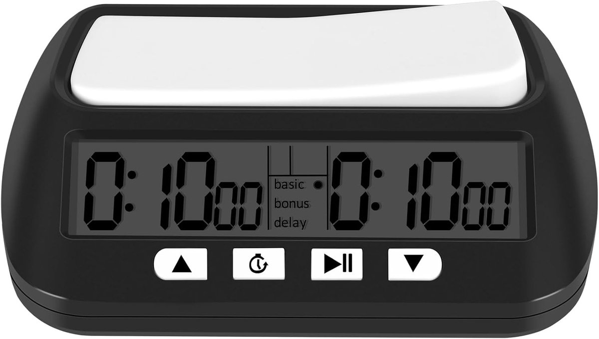 Schaakklok, digitale schaaktimer en speltimer, draagbare multifunctionele klok zwart