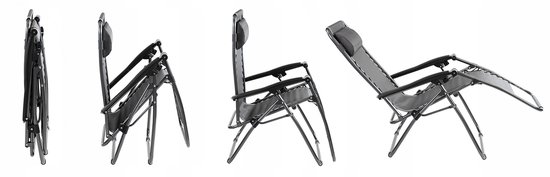 Opklapbare relaxfauteuil met nulzwaartekracht, ideaal voor tuin en strand — afbeelding 5