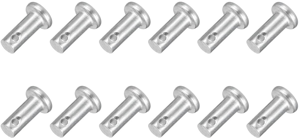 Clevis Clevis-pennen, 12 stuks, M5 x 12 mm, 304 roestvrij staal, platte kop, Clevis-pen voor aanhangerhaken, mechanische reparaties, industriële uitrusting