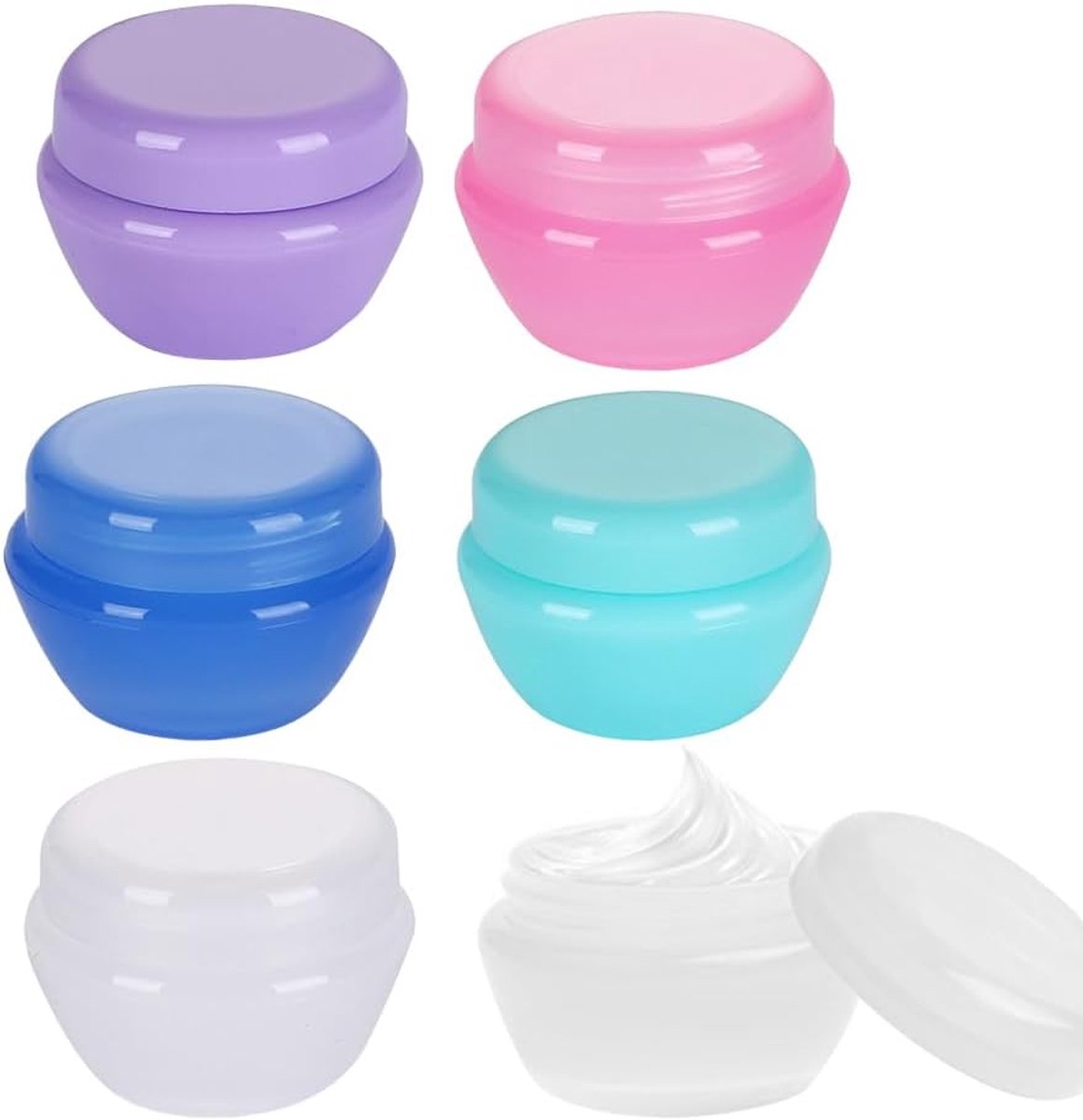 6 stuks crèmepotjes, 20 g, reisflessen om te vullen, vulflessen, shampoo, flessen om te vullen, cosmeticapotjes, plastic crèmepotjes, reisflessen, lege reisflessen, set, potjes, lege doos