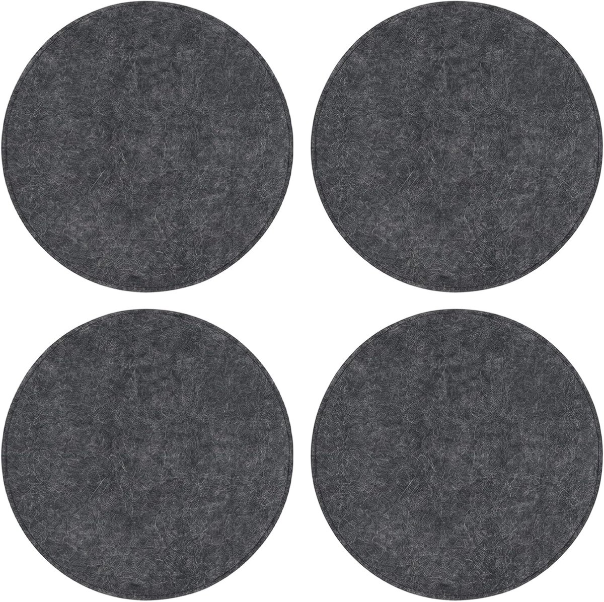 Set van 4 antislip vilten zitkussens, vilten zitkussens met antislipnoppen, 34 x 34 cm, wasbare stoelkussens voor binnen en buiten, zitkussen voor eetkamer, tuin (rond, donkergrijs, 4 stuks)