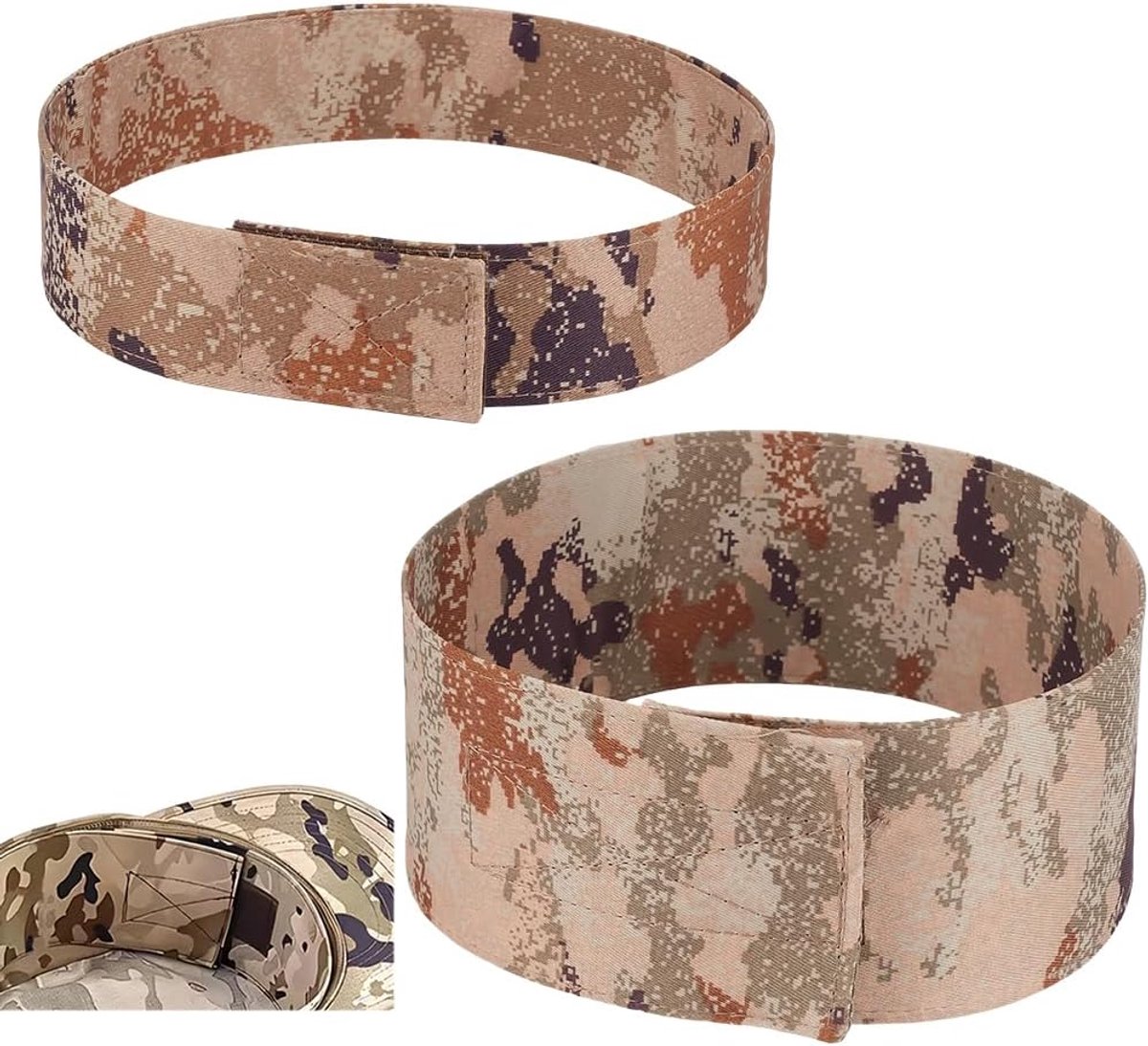 2 stuks, 2 modellen, camelkleurige cadet- en legerpetten, inzetstukken, vormgevers, steun voor patrouillepetten, inzetstuk voor de klep, band in militaire stijl, platte petten, gevechtspette