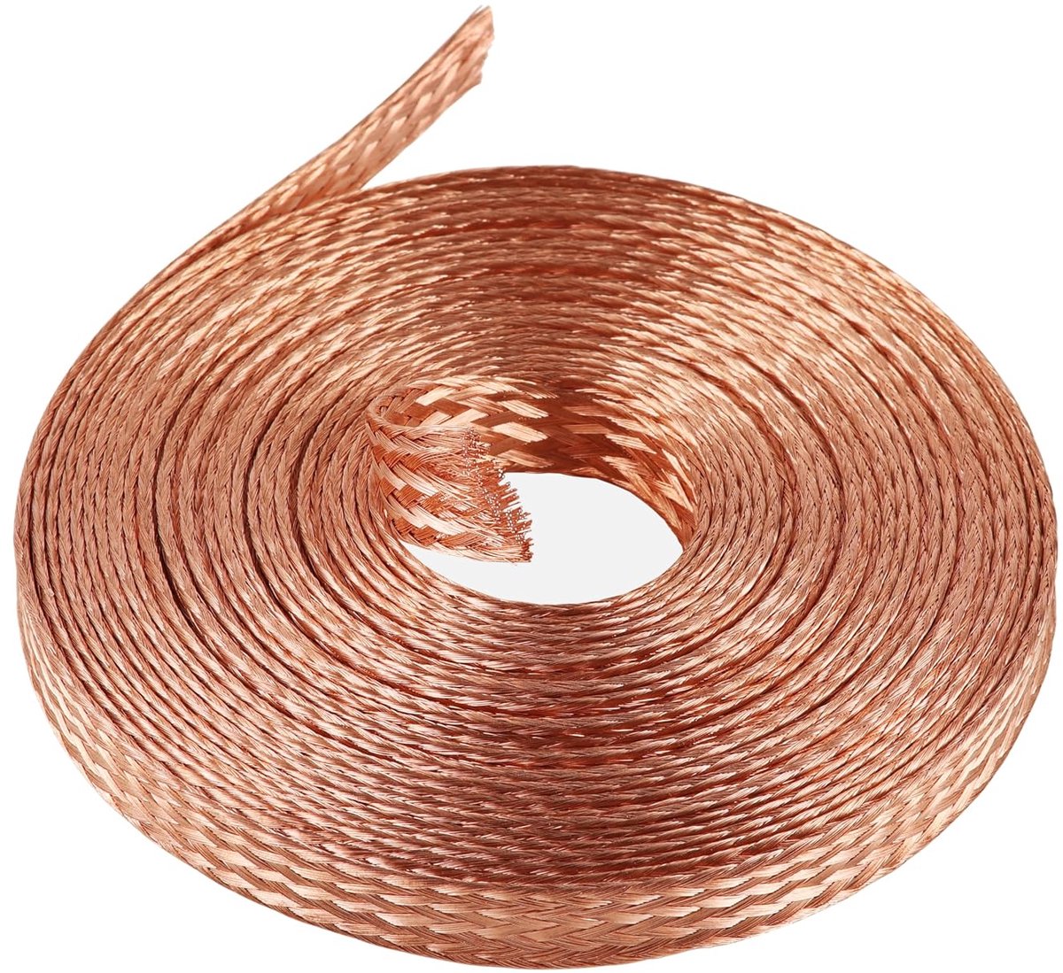 16 mm platte koperen gevlochten kabel, 3 m/10Ft blanke koperen gevlochten draad, gebreid mesh, plat kopergevlochten aardkabel, 10 vierkant, voor aardingsverbinding
