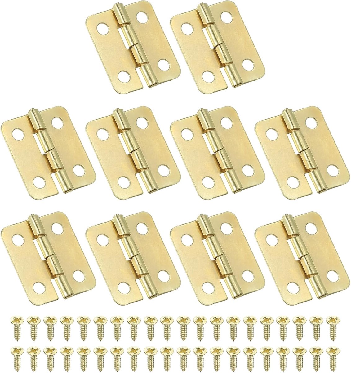 Scharnieren 3/4 inch, 10 stuks mini-juwelendoosscharnier met schroef voor sieraden, houten dozen, kast, ladedeuren, poort, goud