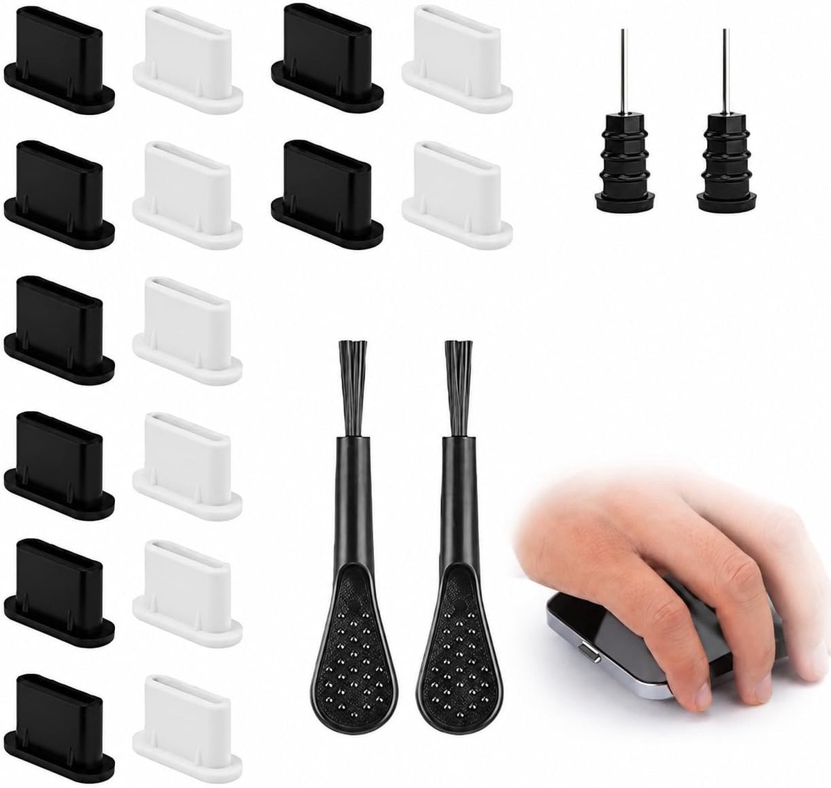 20 Stuks Stofkapjes voor USB-C Poort - Zachte Silicone Anti-stof, Bescherming tegen Vocht, Compatibel met Smartphone, Tablet, Laptop, Veilig voor Apparaten