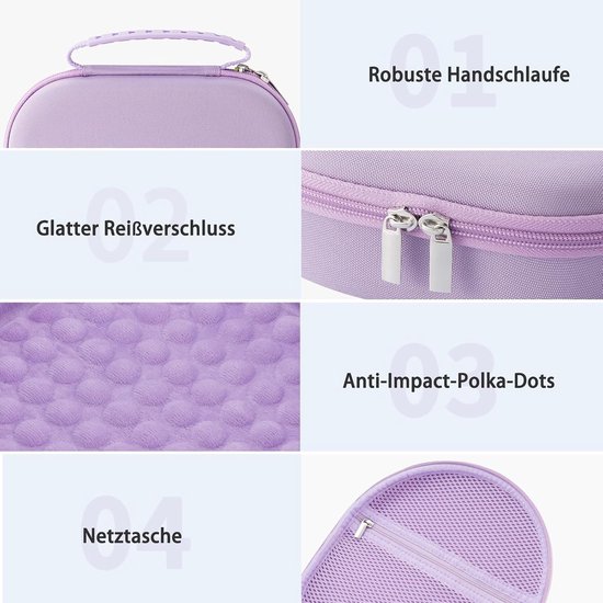Compatibel met Apple Airpods Max hoofdtelefoons, Eva harde hoes etui shell voor het opbergen van hoofdtelefoons op reis en buitenshuis (Lila) van compatibel — afbeelding 2