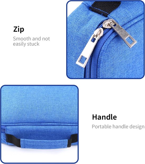 72 sleuven etui, grote capaciteit opvouwbare etui, multifunctionele stof potlood tas organizer met ritssluiting, voor kleurpotloden, tekenpotloden, pennen(blauw) — afbeelding 5