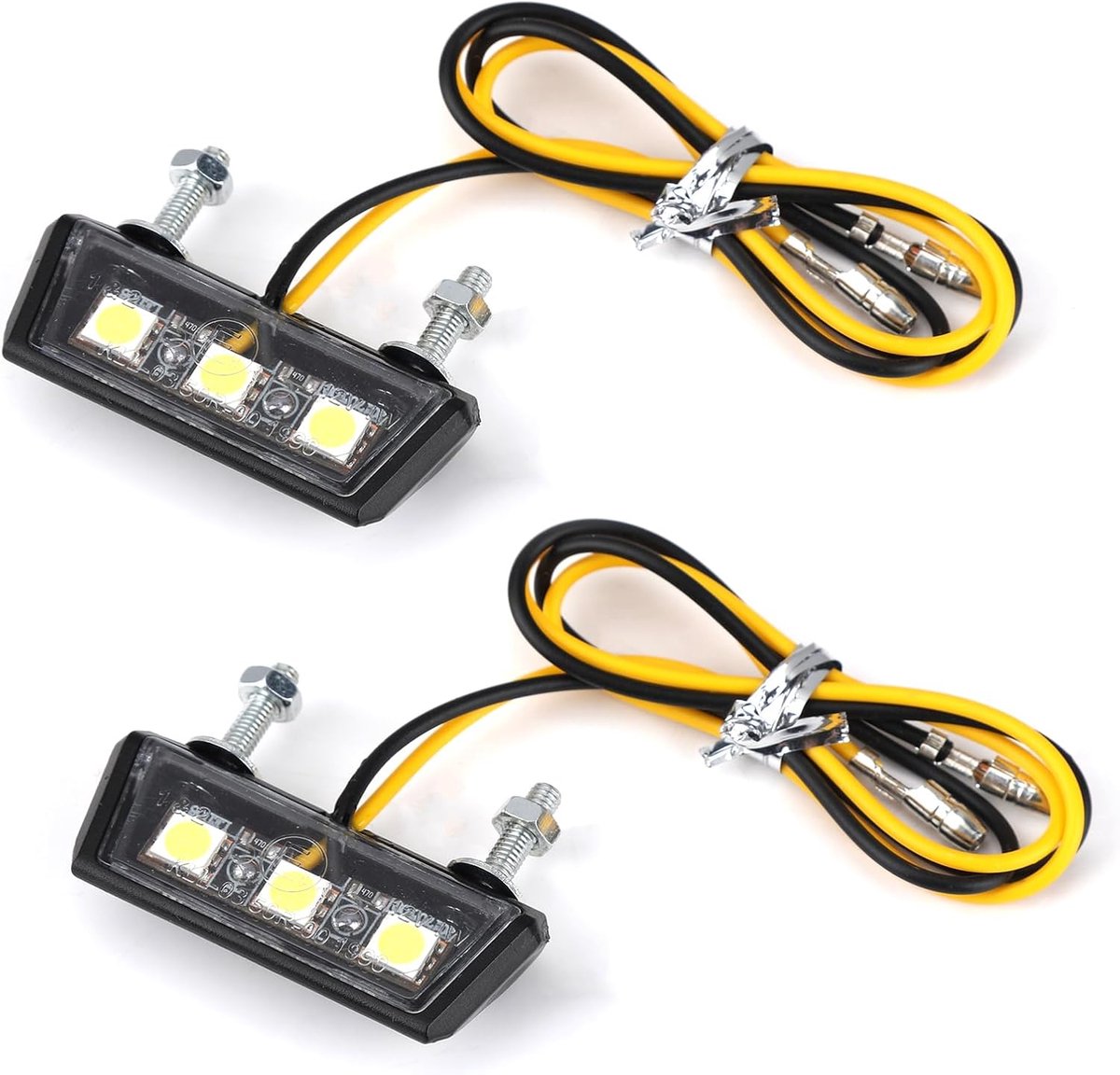 2 stuks universele led-kentekenplaatverlichting voor motorfiets, 12 V, kentekenplaatverlichting, motorachterlicht met 3 superheldere leds, waterdicht, voor alle modellen motorfietsen en quads
