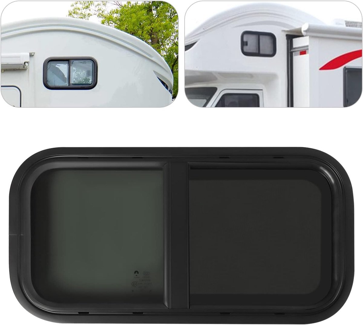 600 x 300 mm RV caravan, zijraam, getint, schuifraam, caravanraam, insectenbescherming
