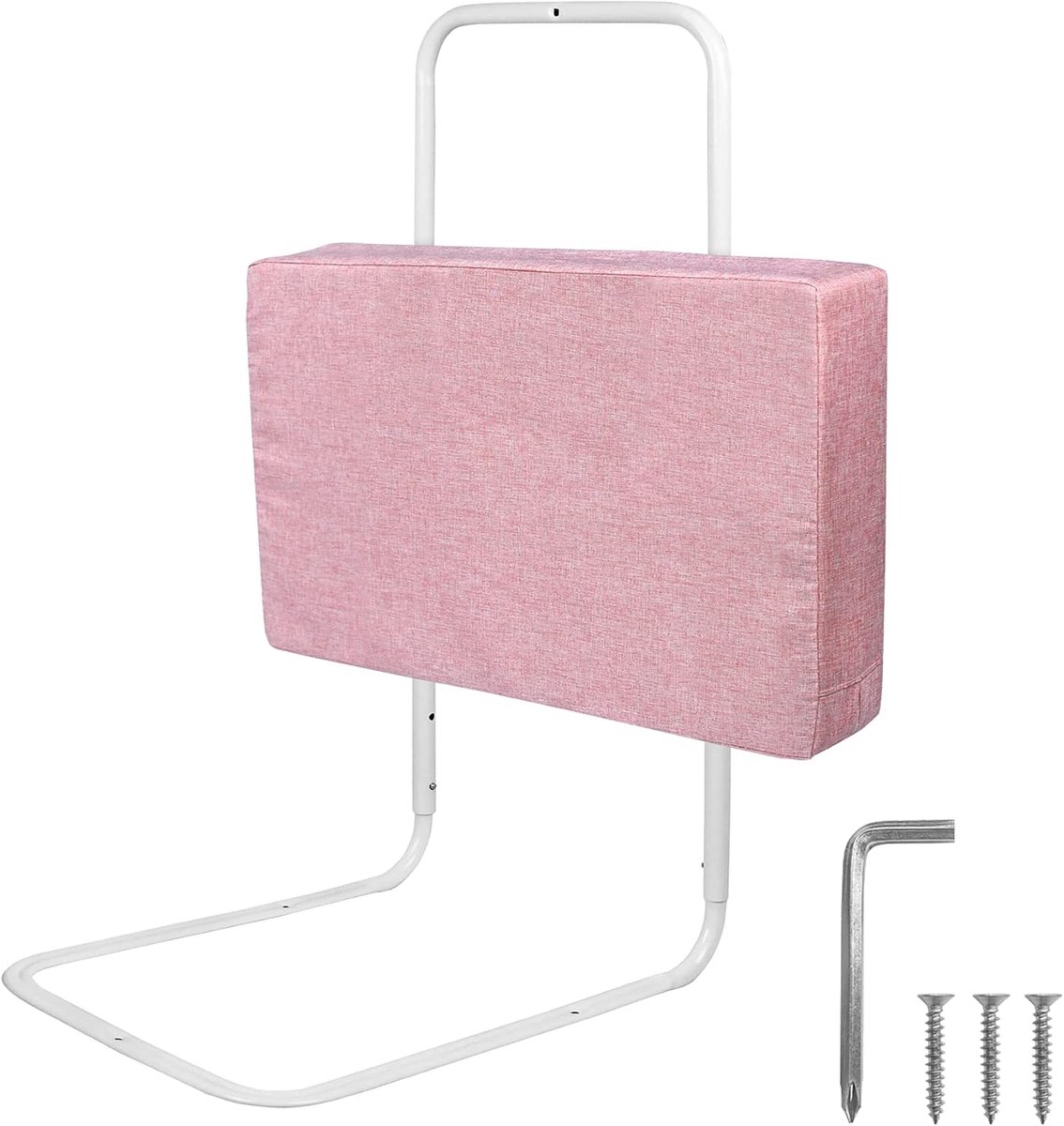 50cm Uitvalbeveiliging Softpack Kinderbedbeschermer Draagbaar Bedhek in Hoogte Verstelbaar Kinderhek Baby Bedhekje Bedrandbeschermer voor Kinderbedje (Kersenroze)