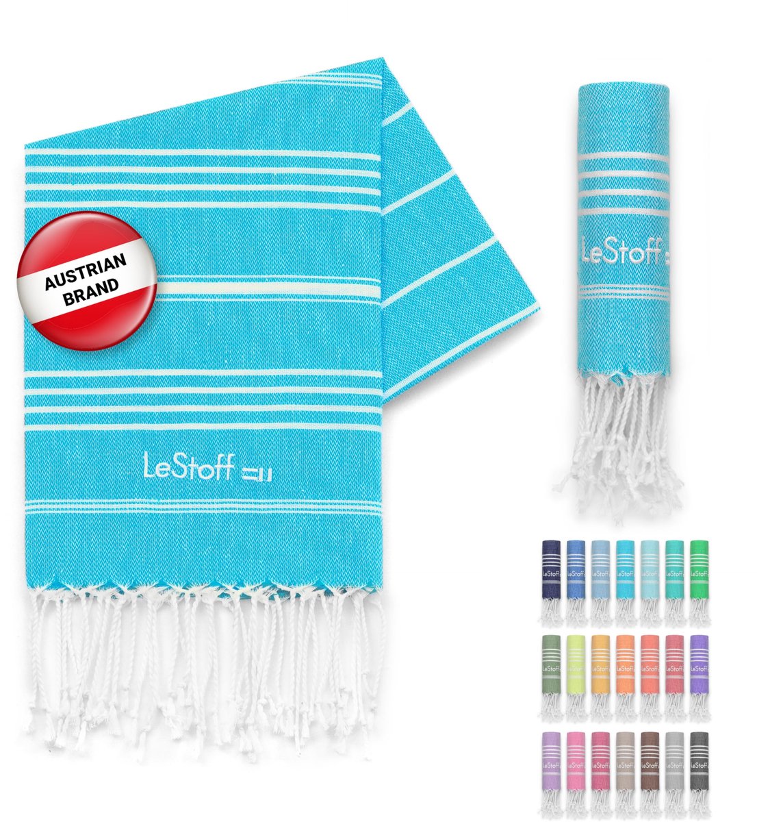 Hamamdoek Gastendoek 50x100 cm - 100% biokatoen - Aqua - Ideaal voor thuisgebruik - SnelShoppen